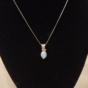 Sterling Silver 925 Turquoise Navajo EH Ervin Hoskie Pendant 18" Box Chain Italy